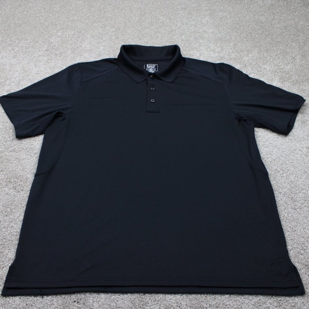 5.11 Tactical Helios Polo Shirt Mens Large Black Short Sleeve Polyester Pullover - Picture 2 of 14